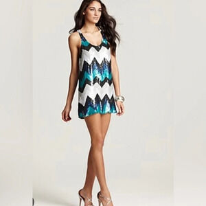 PARKER silk racer back tank sequins Cobalt Color Dress Size Small